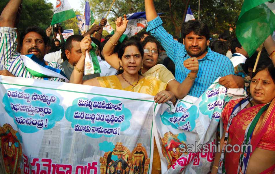 YSR Congress Chief YS Jagan Mohan Reddy stages anti Telangana protest in Delhi - Sakshi2