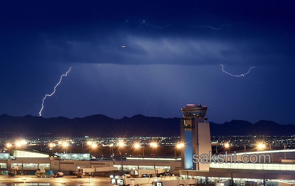 A thunderstorm is seen northwest of the Las Vegas - Sakshi