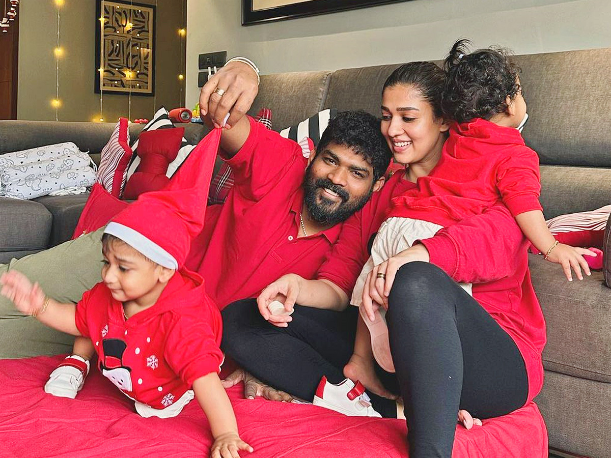 Nayanthara and Vignesh Shivan celebrate Christmas with their twins PHotos - Sakshi