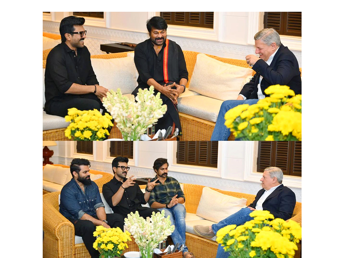 Netflix CEO Meets Chiranjeevi and Ram Charan Photos - Sakshi
