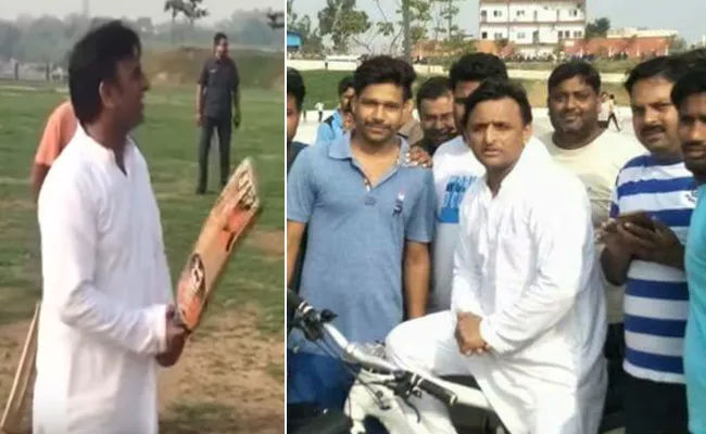 Akhilesh Yadav Play Cricket And Cycle Riding At Gomti River Front - Sakshi