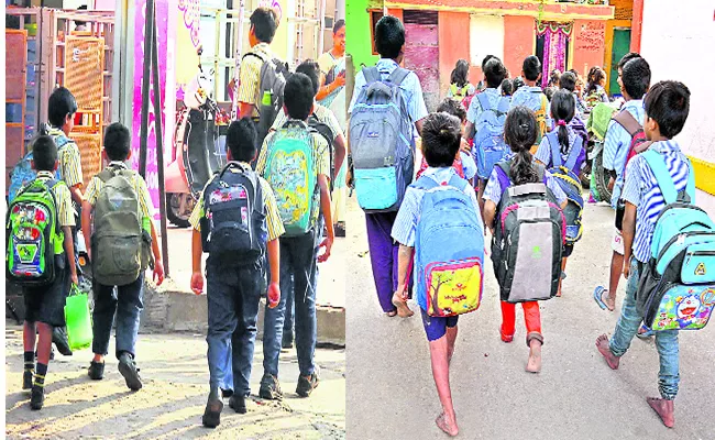 School Students Facing Problems With Heavy Weight School bags - Sakshi