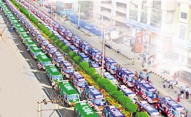 AP CM YS Jagan Inaugurated 108 And 104 Ambulance Vehicles - Sakshi