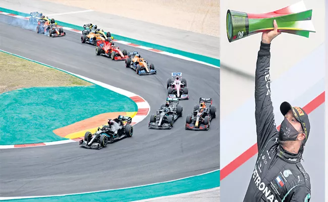 Hamilton takes record-breaking 92nd win with dominant drive in Portuguese GP - Sakshi