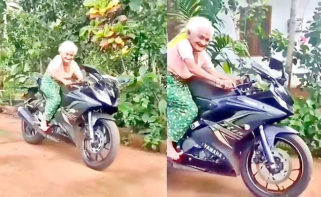 The Old Lady Riding A Sportbike Video Goes Viral - Sakshi