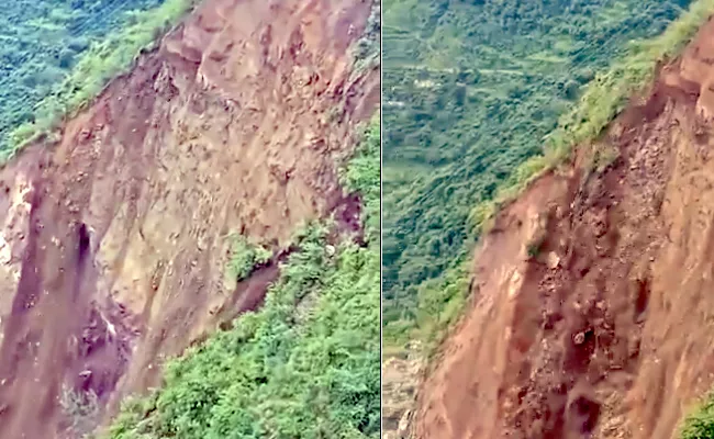 Viral Video Of Road Collapse After Landslide In Himachal Pradesh - Sakshi