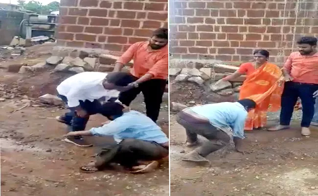 Sarpanch Brutally Attack On Men In Rangareddy - Sakshi