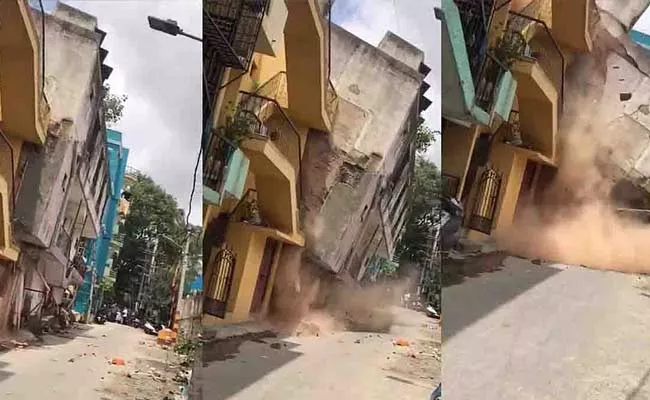 Bengaluru Building Collapse Video After Metro Labourers Vacate - Sakshi