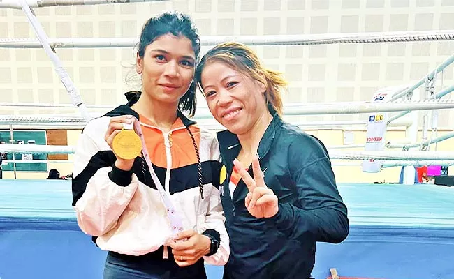 World Women Boxing Champion Nikhat Zareen Share Pic With Mary Kom Viral - Sakshi