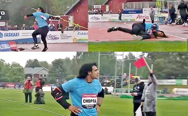 Neeraj Chopra Nasty Slip-Wet Runway Kuortane Games Javelin Throw Attempt - Sakshi