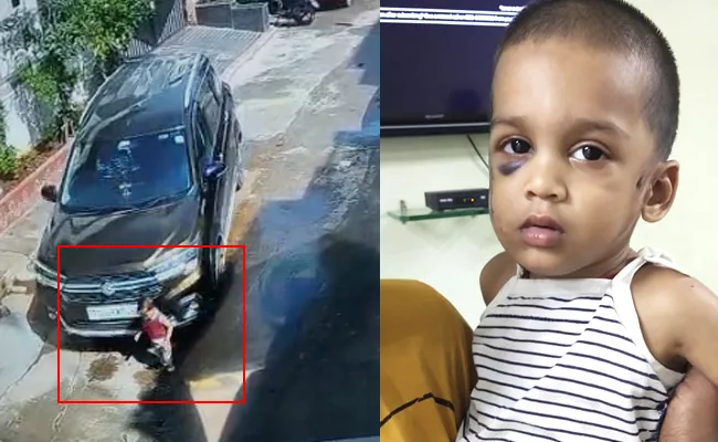 Car Rammed 2 Years Old Boy At Dundigal, CCTV Footage Viral - Sakshi