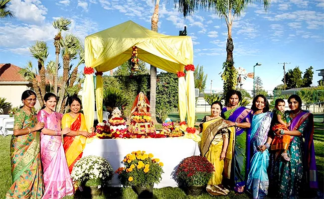 Auspicious Bathukamma celebration in Virginia and California by WETA - Sakshi