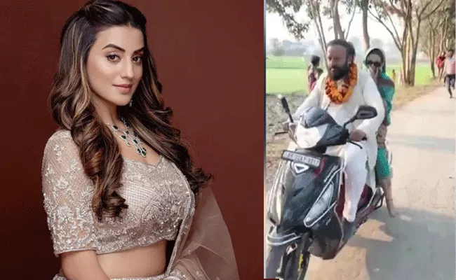 Bhojpuri Actor Akshara Singh  Run Without Slippers On Scooter, Video Viral - Sakshi