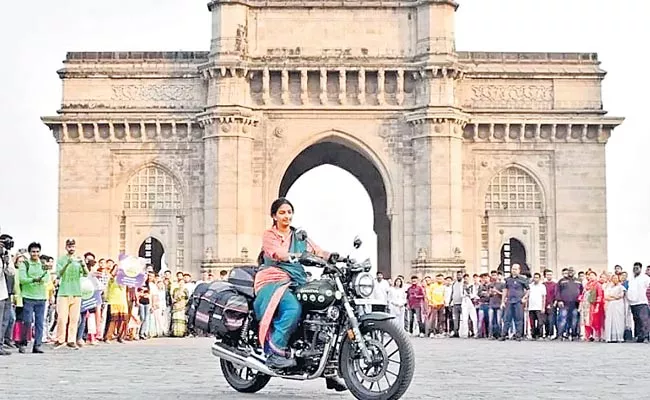 A world tour on a bike in a saree - Sakshi