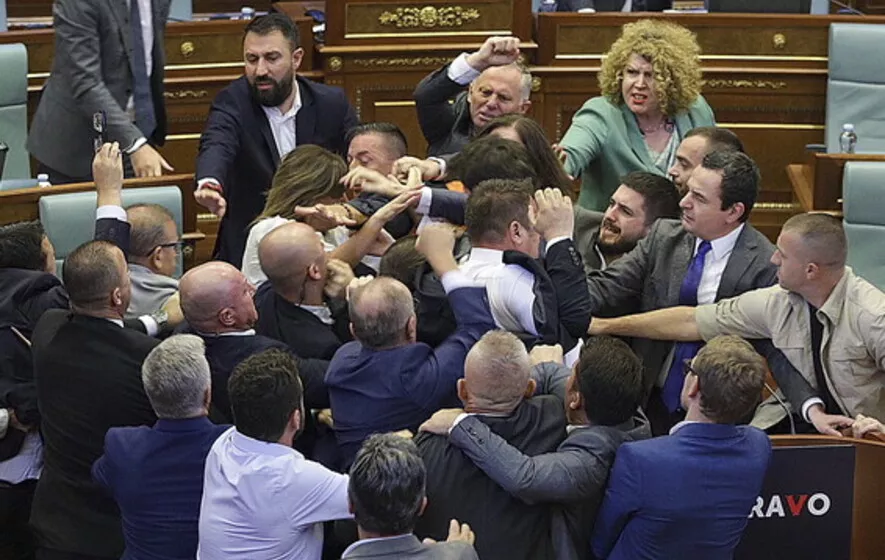 Brawl Erupts In Kosovo Parliament Opposition Throws Water On Pm - Sakshi
