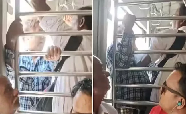 Passenger Neck Pushes out During Violent Fight in Mumbai Local - Sakshi