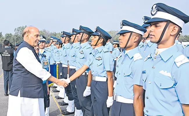 Telangana: Defence Minister Rajnath Singh attends Graduation Parade at Air Force academy in Dundigal - Sakshi