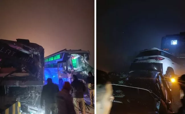 One Dead Dozens Injured In Agra Expressway Pile Up Amid Heavy Fog - Sakshi