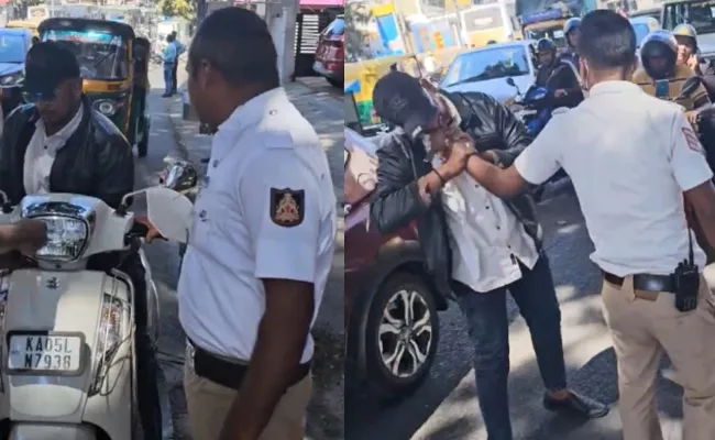 Bengaluru Man Bites Cop Finger After Being Caught Without Helmet - Sakshi