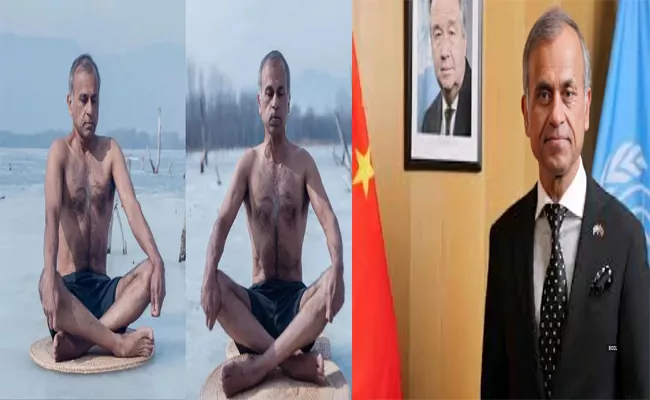 UN Diplomat In China By Performing Yoga In Sub Zero Temperatures - Sakshi