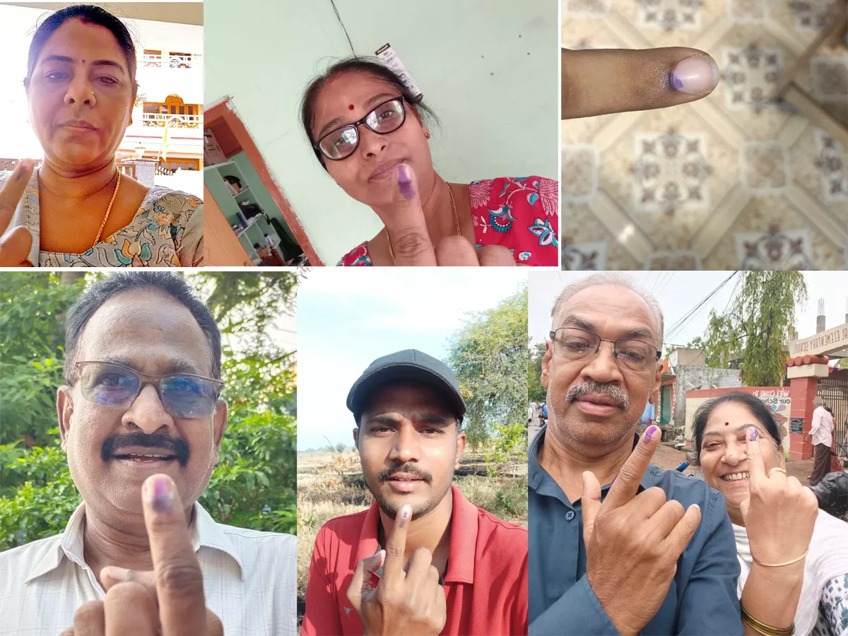 AP Telanagana Elections 2024 Sakshi Selfie Challange Voters Photos