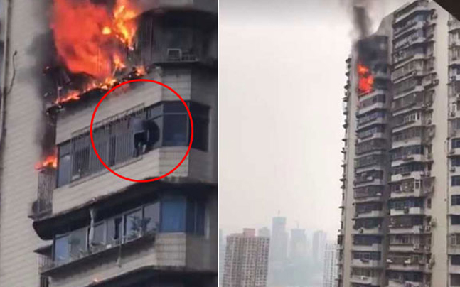 ప్రాణం కోసం పోరాటం.. బతికాడా? లేదా? | China Man Hangs From Building To ...