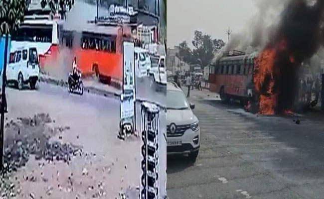 Jankel Rams Bus A Bus Rams 7 Vehicles On Maharashtra Highway Video Viral - Sakshi