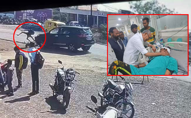 Congress Leader Digvijaya Singh's Car Hits Biker In Madhya Pradesh - Sakshi