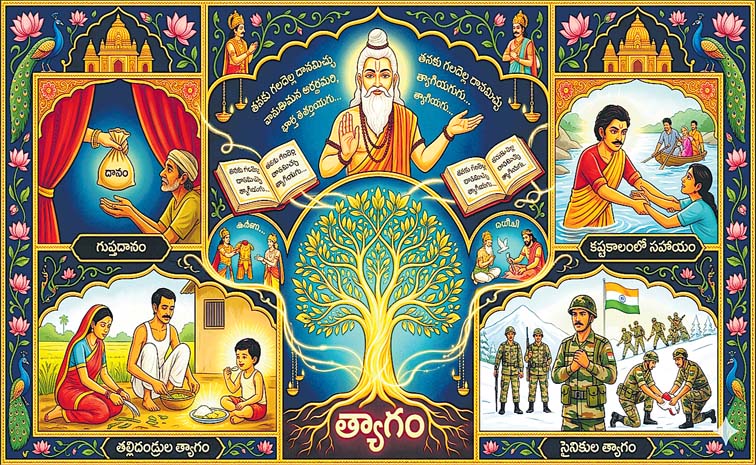 త్యాగ గుణం మానవుని దైవస్థాయికి చేర్చును