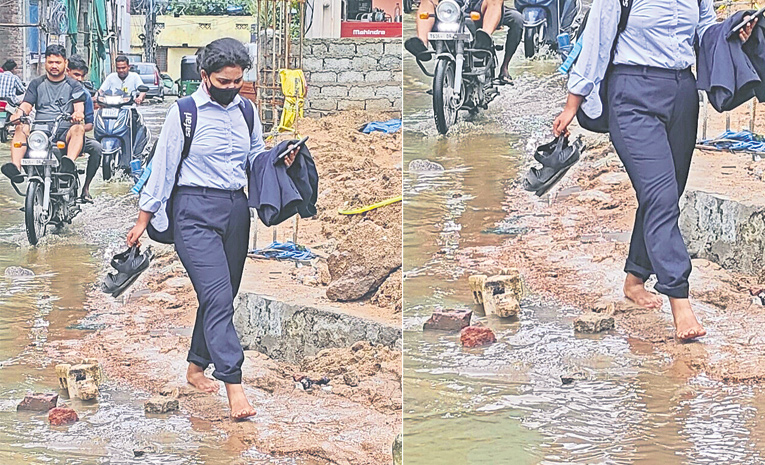 ఐటీ కారిడార్ కాలనీలో మురుగు వరద, ఇళ్ల మధ్య నీరు