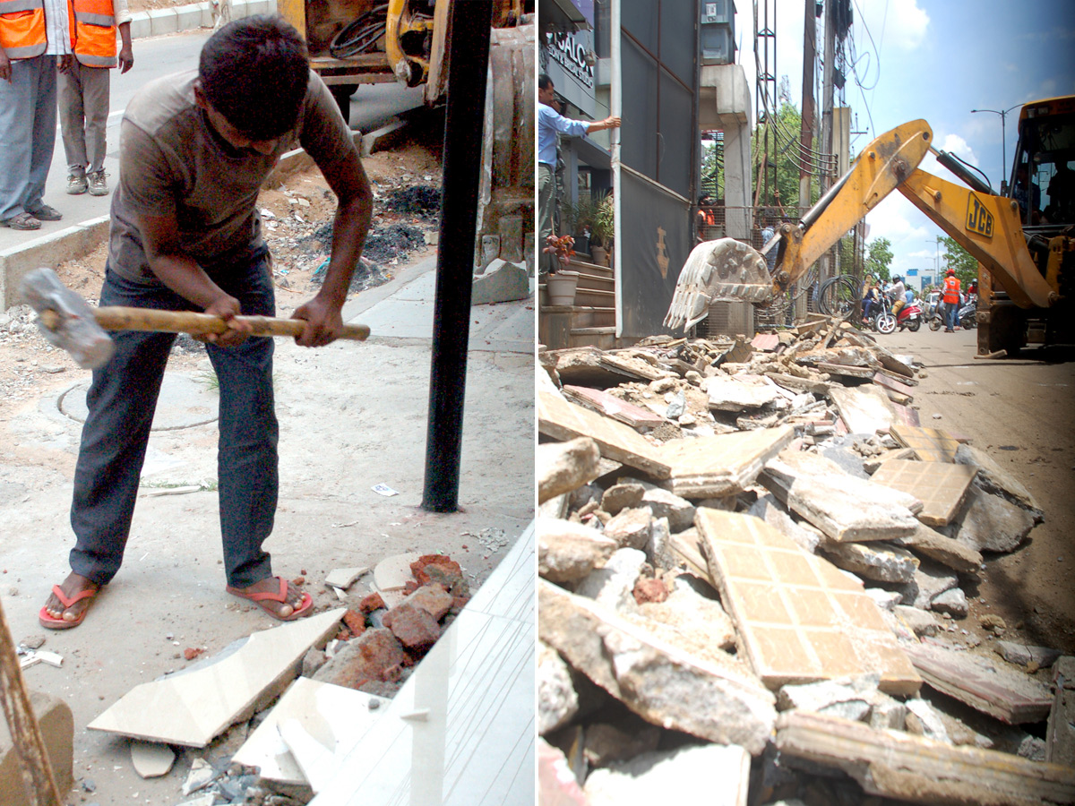 Demolition of Footpath Photo Gallery - Sakshi35