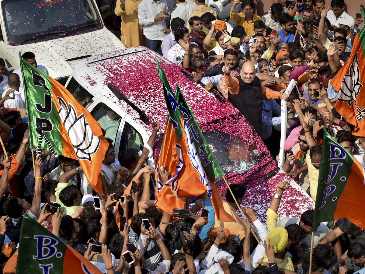 BJP supporters celebrate after trends indicate clean sweep for NDA - Sakshi10