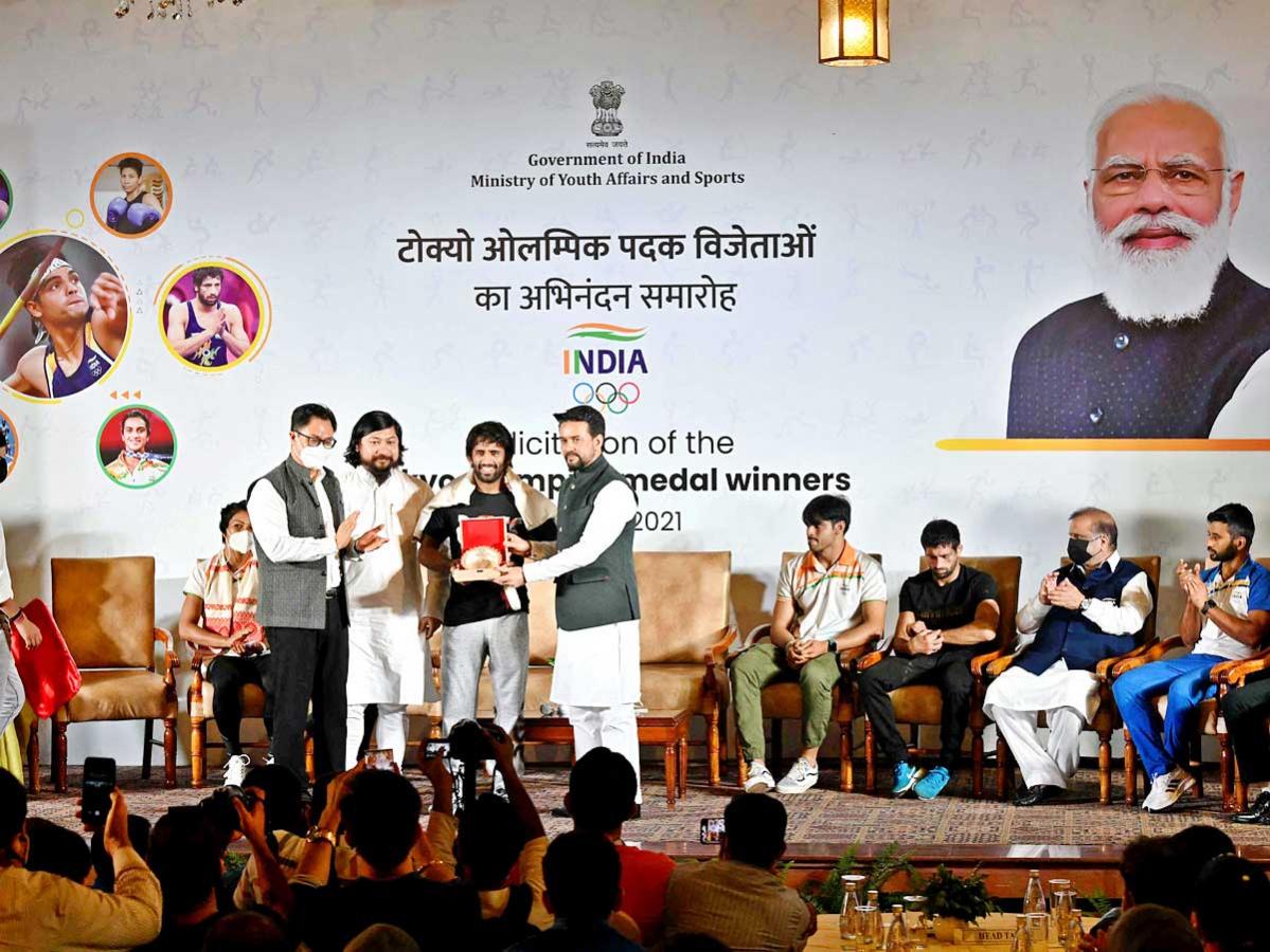 The Central Government felicitated the Indian athletes won medals Tokyo Olympics Photo Gallery - Sakshi3