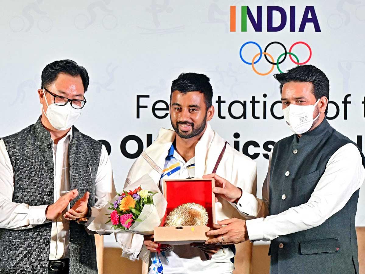 The Central Government felicitated the Indian athletes won medals Tokyo Olympics Photo Gallery - Sakshi5