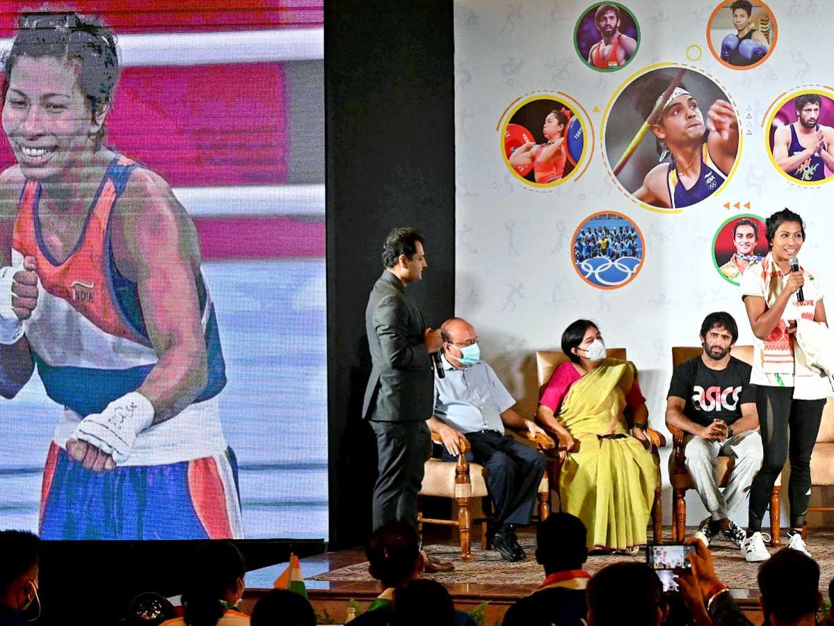 The Central Government felicitated the Indian athletes won medals Tokyo Olympics Photo Gallery - Sakshi7