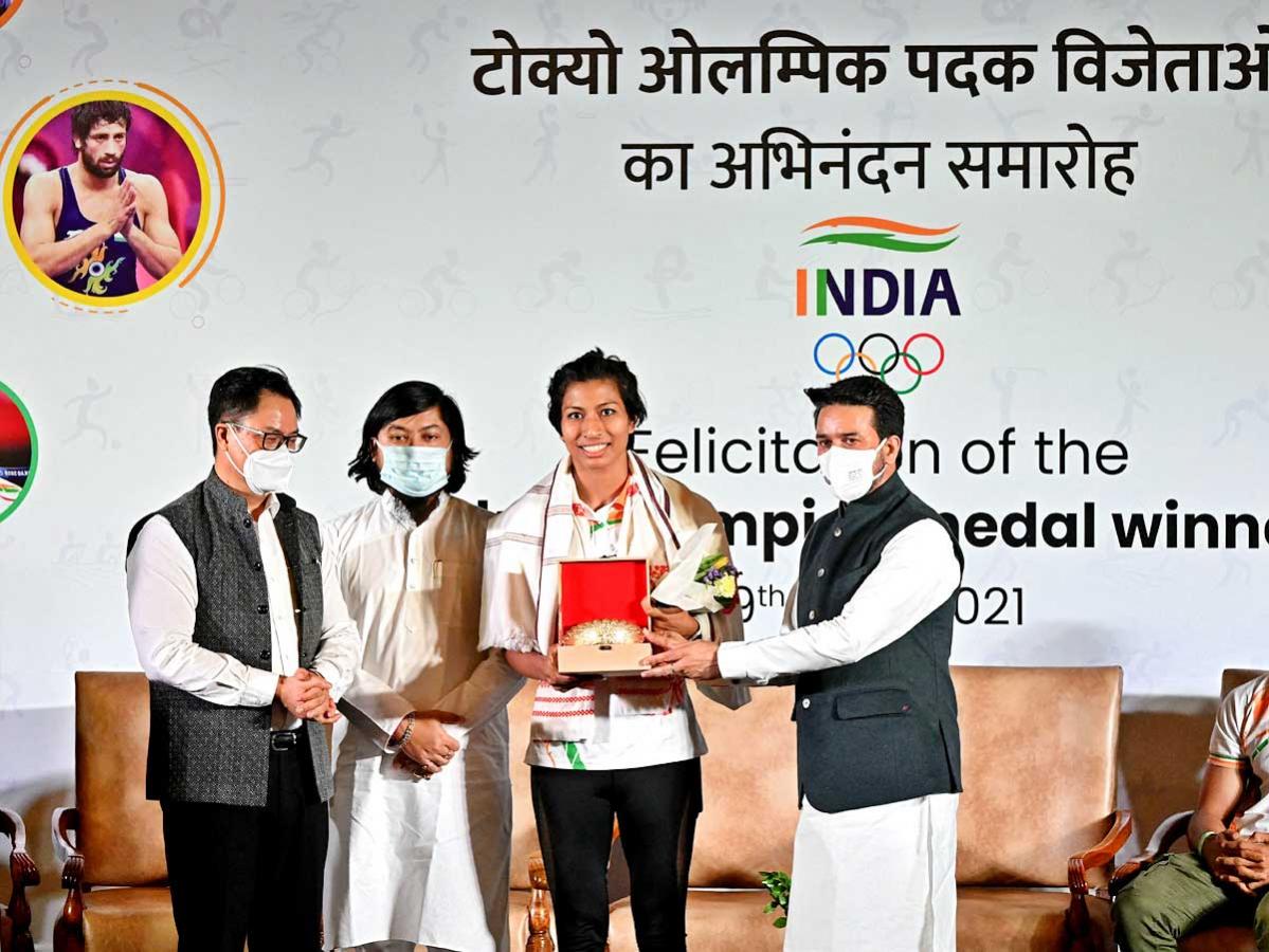 The Central Government felicitated the Indian athletes won medals Tokyo Olympics Photo Gallery - Sakshi8