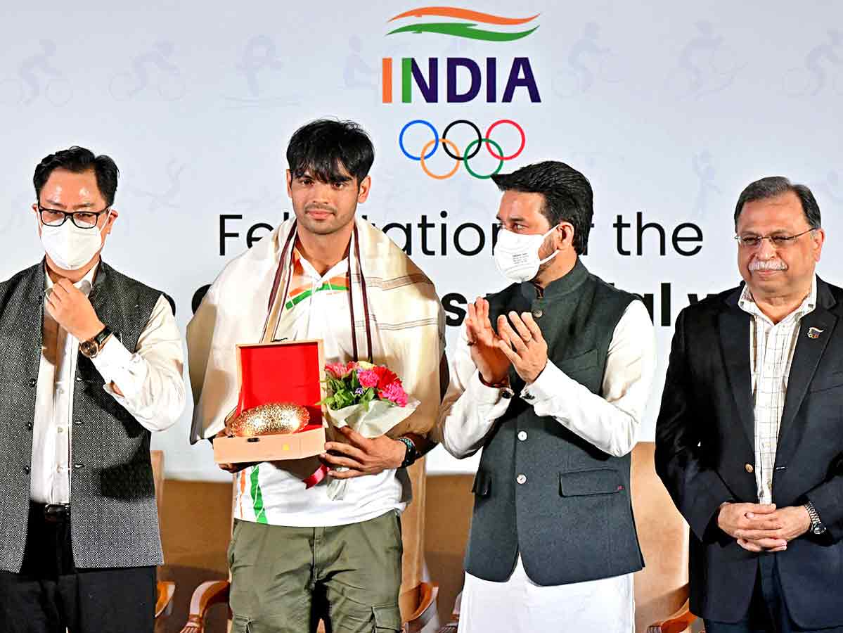 The Central Government felicitated the Indian athletes won medals Tokyo Olympics Photo Gallery - Sakshi10