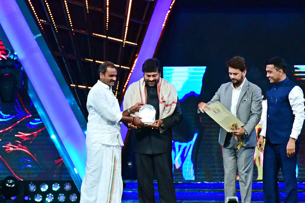 Megastar Chiranjeevi in Goa To Receive The Award at IFFI - Sakshi1