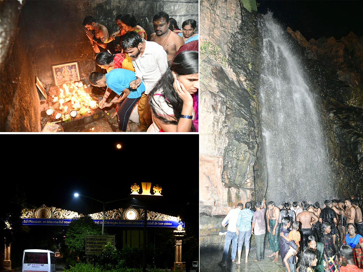 Holy Bath At Thirumala Kapila Theertham After Lunar Eclipse 2022 - Sakshi1