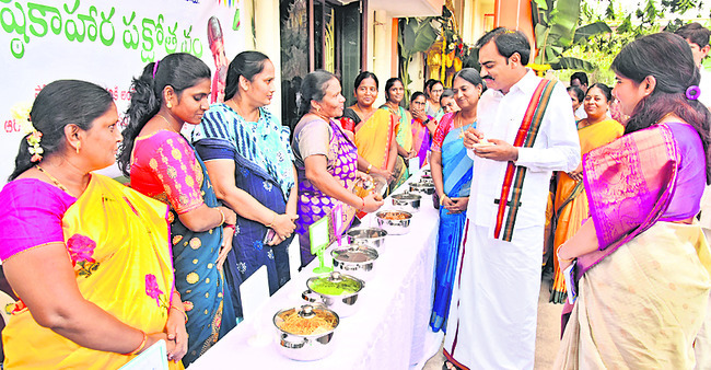 పౌష్టికాహార పదార్థాలను పరిశీలిస్తున్న కలెక్టర్, జేసీ1