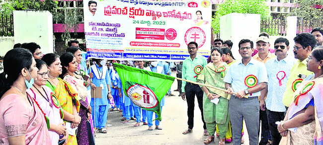 జెండా ఊపి ర్యాలీని ప్రారంభిస్తున్న
కలెక్టర్ దినేష్ కుమార్ 1