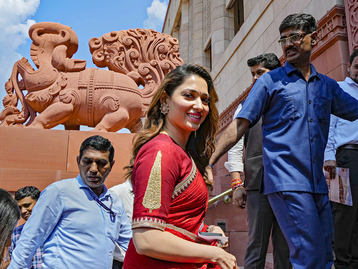 Tamannaah Bhatia visits new Parliament praises Womens Reservation Bill Photos - Sakshi10