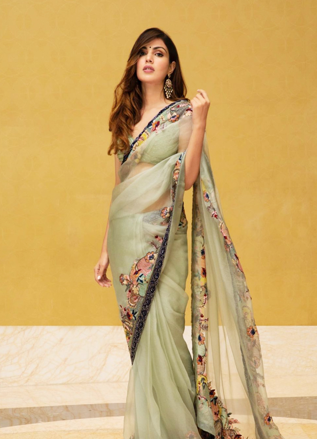 Bollywood Actress Rhea Chakraborty Stylish Sarees Photos - Sakshi8