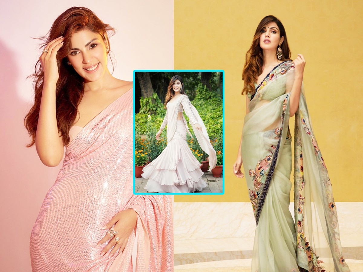 Bollywood Actress Rhea Chakraborty Stylish Sarees Photos - Sakshi1