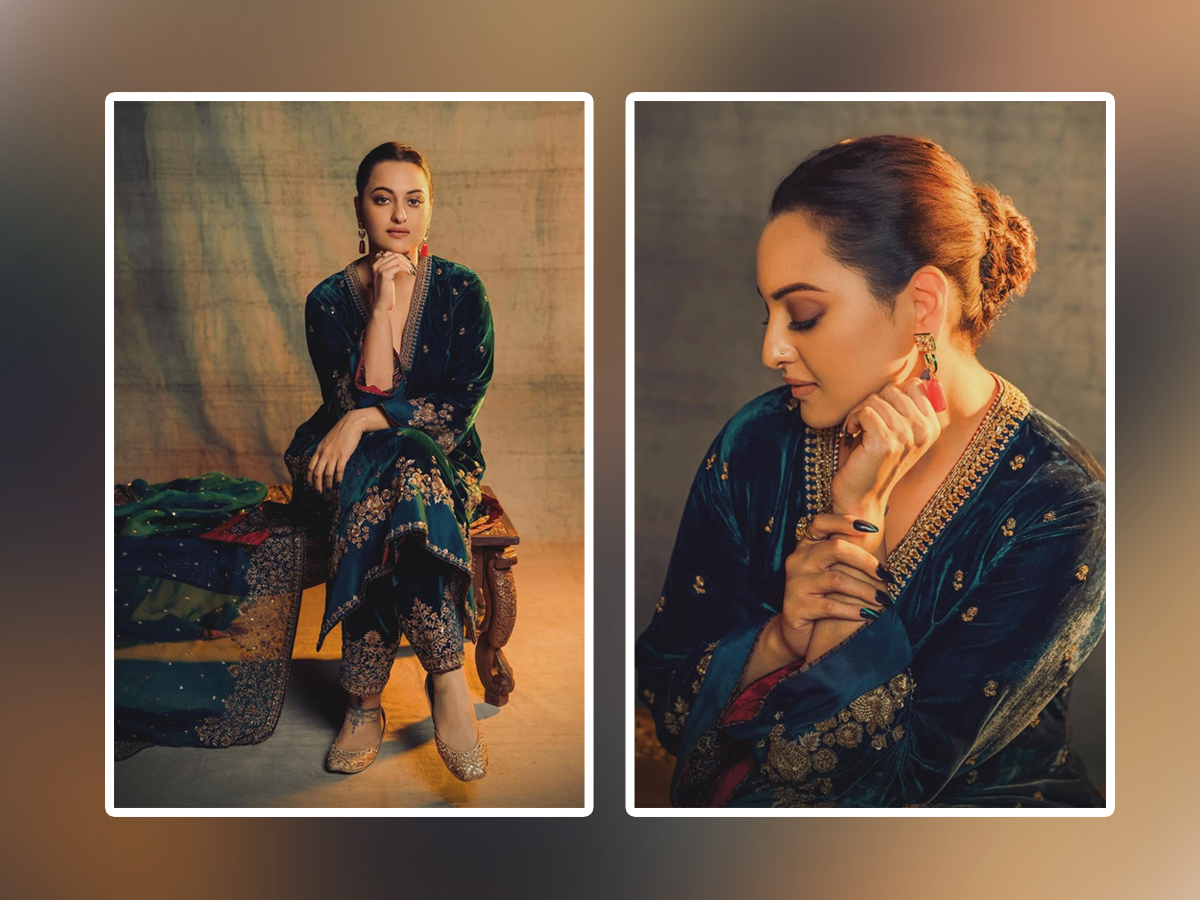 Bollywood Beauty Sonakshi Sinha Looks Stunning In Velvet Dress1