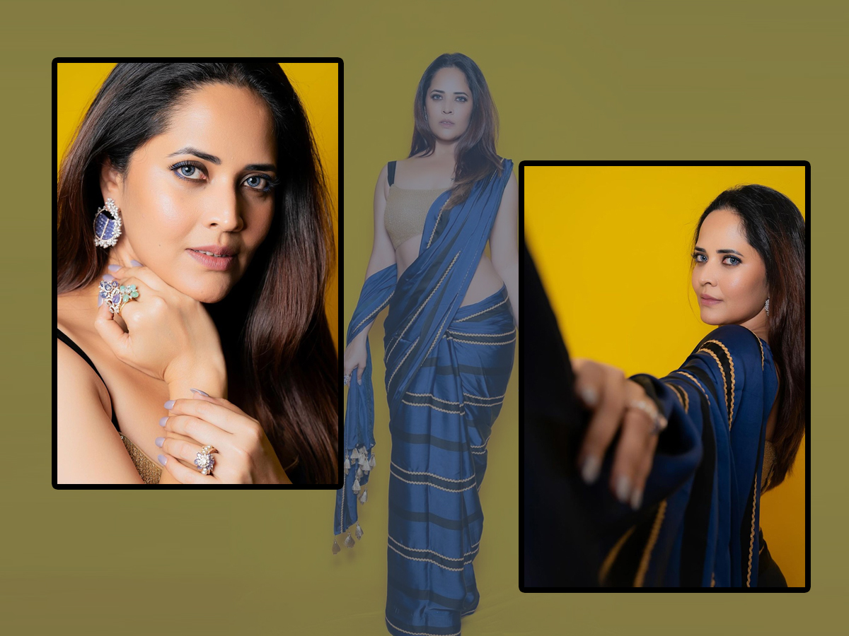 Anasuya Bharadwaj Stunning New Glam Stills In Saree: Photos1