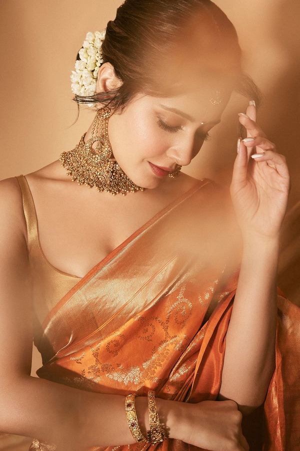 Tollywood Beauty Raasii Khanna In Classic Gold Banarasi Saree Photos Viral4