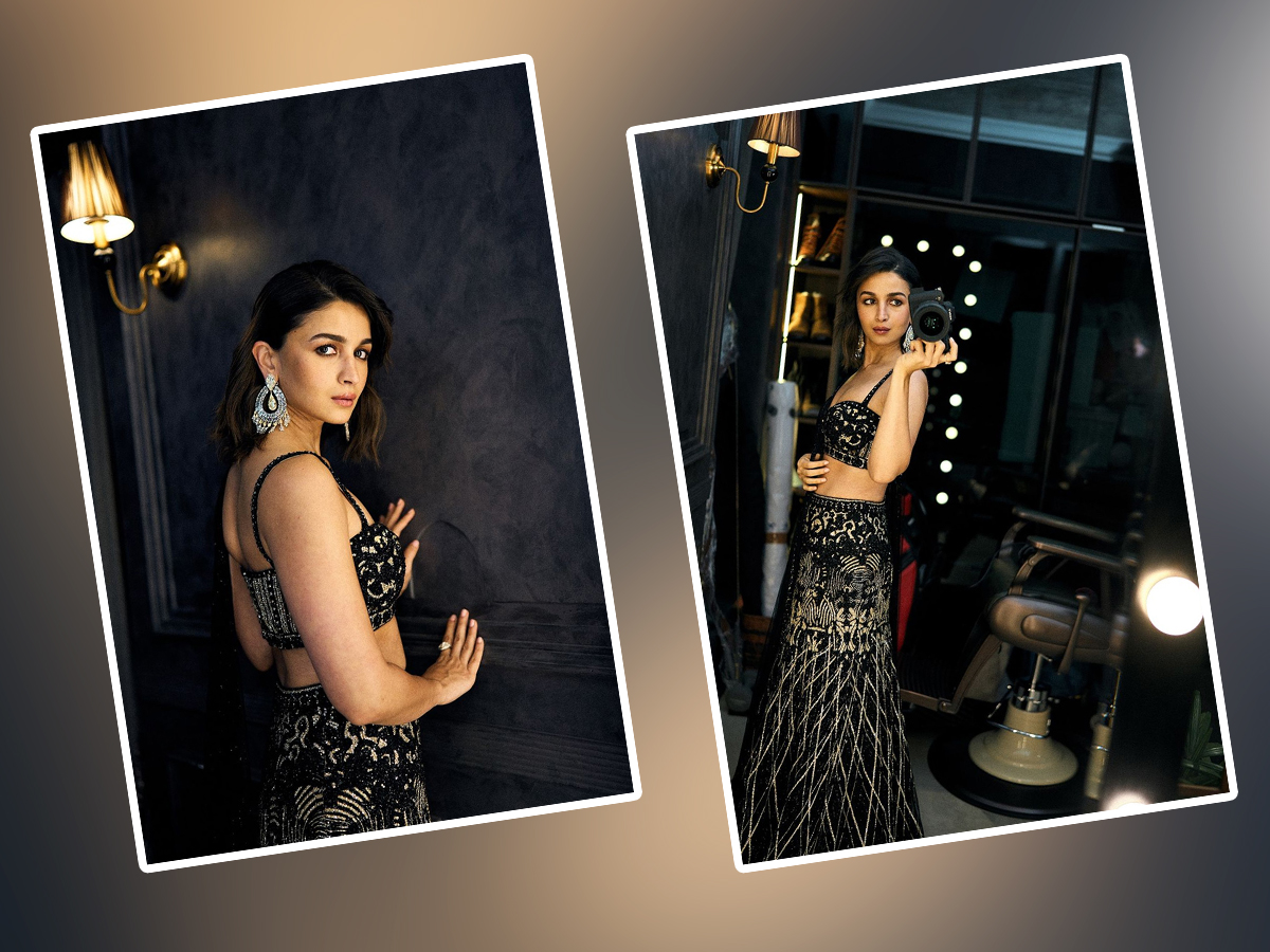 Bollywood Beauty Alia Bhatt Cute Photos In Black Lehanga1