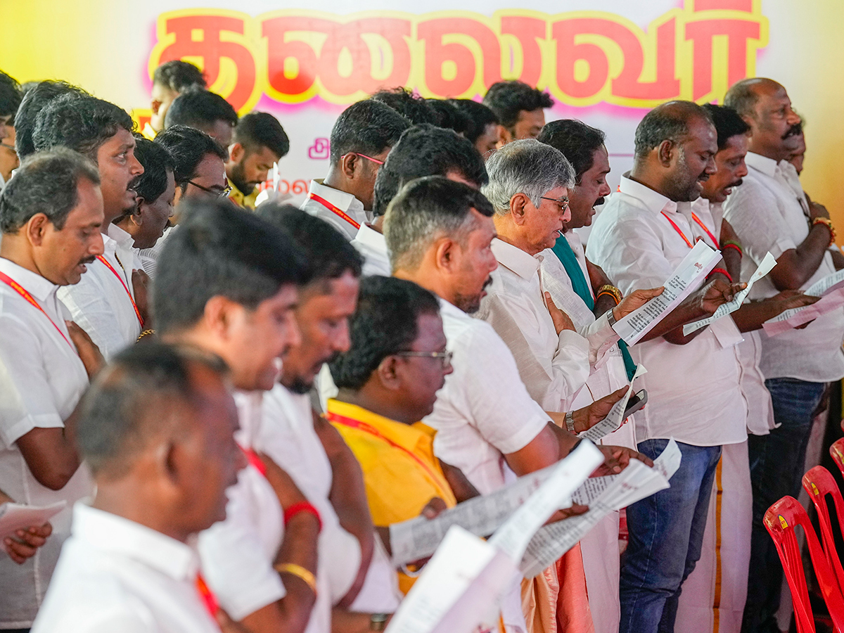 Tamilaga Vettri Kazhagam President Vijay during the party flag 6