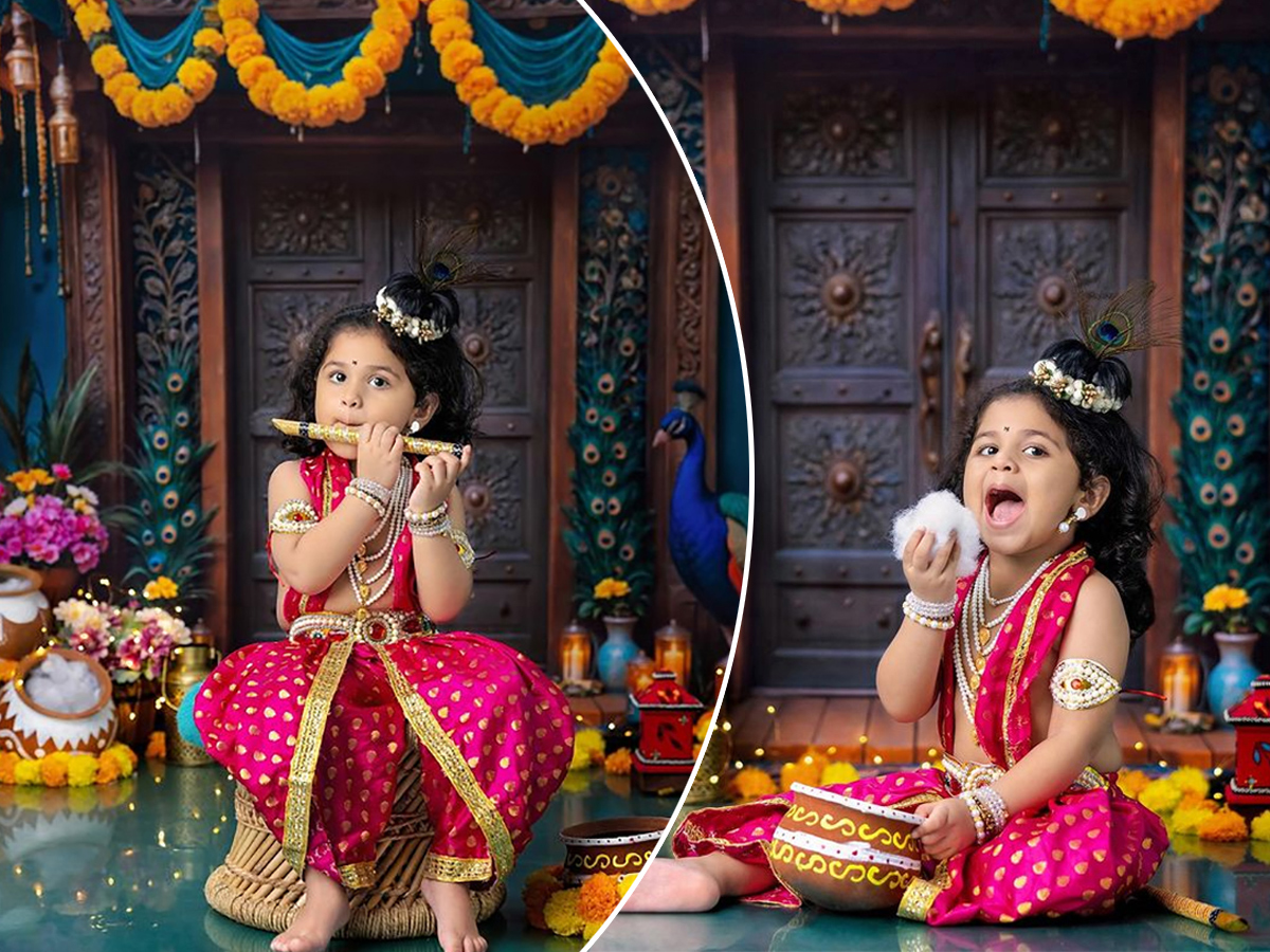 Tv actress chaitra daughter shri krishnajanmashtami photo 1